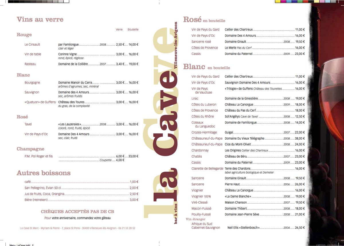 Impression Menu - Mise en page typographique